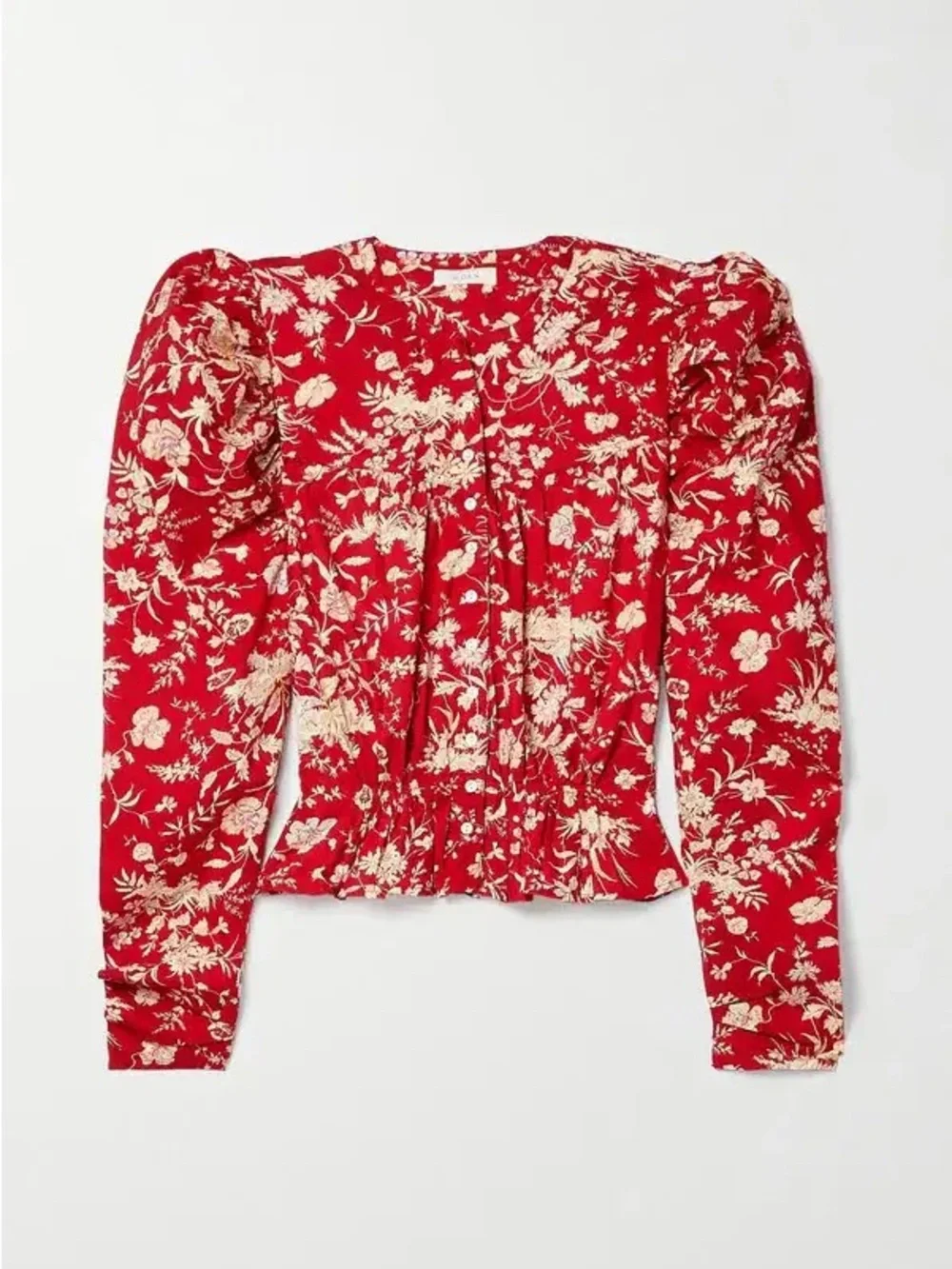 Doen Amelia Gathered Floral-Print Cotton-Poplin Top Size Small